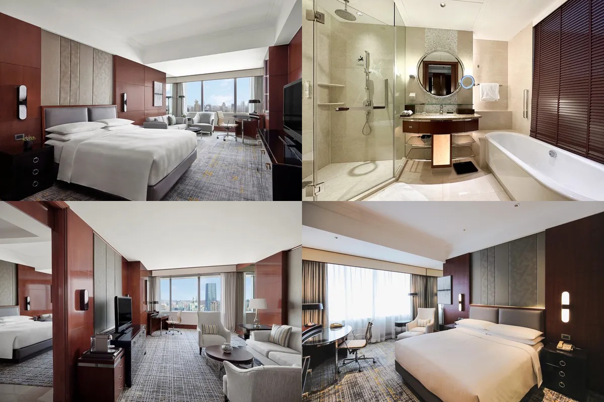 Different guest room and bathroom categories at Shanghai Marriott Marquis City Centre