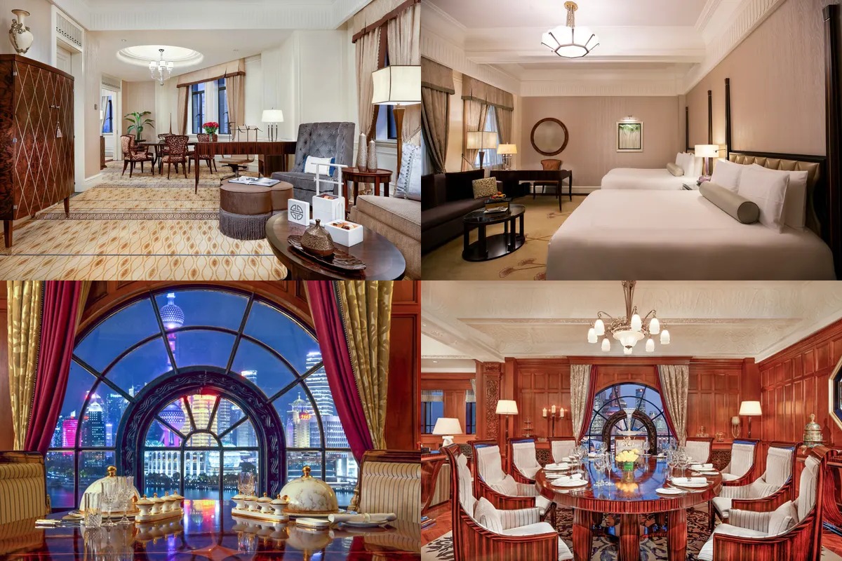 Different guest room and suite categories at Fairmont Peace Hotel on the Bund